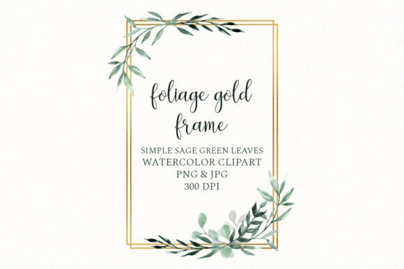 Download Foliage Gold Frame Watercolor Border - Old Collection