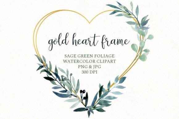 Download Leaves Gold Heart Frame, Greenery Wreath - Old Collection