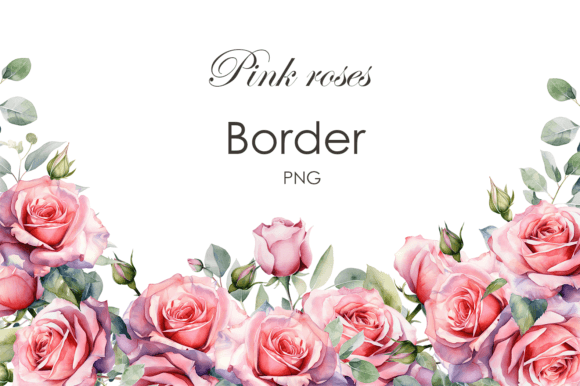 Download Rose Border. Pink Roses Clipart - Ink Collection