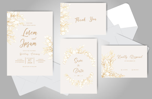 Download Golden Foliage Wedding Invitation Bundle - Old Collection